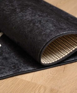 Keukenloper wasbaar - Just beat it - zwart - close up vouw, thumbnail