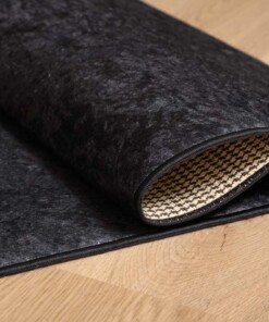 Keukenloper wasbaar - Let's eat - zwart - close up vouw, thumbnail