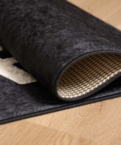 Keukenloper wasbaar - With love - zwart/wit - close up vouw, thumbnail