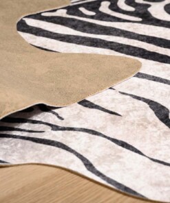 Zebra vloerkleed - Happy Zebra zwart/wit - close up vouw, thumbnail