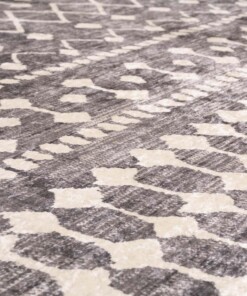 Geometrisch vloerkleed wasbaar - Moderna grijs/wit - close up materiaal, thumbnail Geometrisch vloerkleed wasbaar - Moderna grijs/wit - close up materiaal, thumbnail