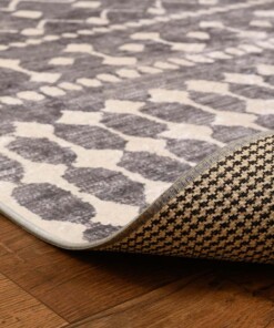 Geometrisch vloerkleed wasbaar - Moderna grijs/wit - close up vouw, thumbnail Geometrisch vloerkleed wasbaar - Moderna grijs/wit - close up vouw, thumbnail