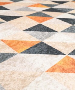 Geometrisch vloerkleed wasbaar - Moderna groen/geel - close up materiaal, thumbnail Geometrisch vloerkleed wasbaar - Moderna groen/geel - close up materiaal, thumbnail