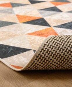 Geometrisch vloerkleed wasbaar - Moderna groen/geel - close up vouw, thumbnail Geometrisch vloerkleed wasbaar - Moderna groen/geel - close up vouw, thumbnail