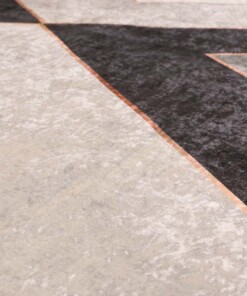 Geometrisch vloerkleed wasbaar - Moderna groen/grijs - close up materiaal, thumbnail