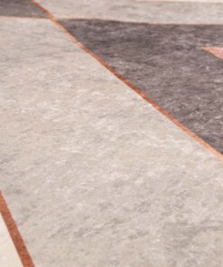 Geometrisch vloerkleed wasbaar - Moderna roze/grijs - close up materiaal, thumbnail