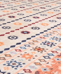 Kelim vloerkleed wasbaar - Moderna crème/multi - close up materiaal, thumbnail