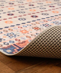 Kelim vloerkleed wasbaar - Moderna crème/multi - close up vouw, thumbnail