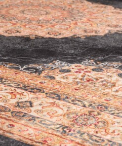 Klassiek vloerkleed wasbaar - Moderna antraciet - close up materiaal, thumbnail