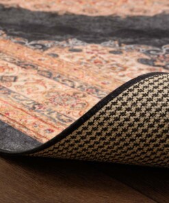 Klassiek vloerkleed wasbaar - Moderna antraciet - close up vouw, thumbnail