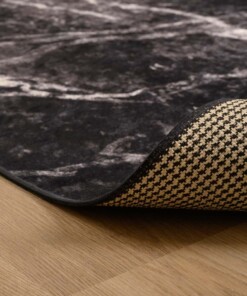 Marmer vloerkleed wasbaar - Moderna zwart - close up vouw, thumbnail Marmer vloerkleed wasbaar - Moderna zwart - close up vouw, thumbnail