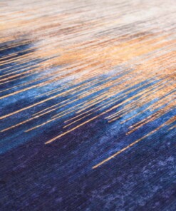 Modern vloerkleed wasbaar - Moderna goud/blauw - close up materiaal, thumbnail