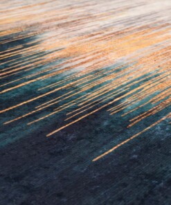 Modern vloerkleed wasbaar - Moderna goud/petrol - close up materiaal, thumbnail