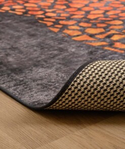 Modern vloerkleed wasbaar - Moderna zwart - close up vouw, thumbnail