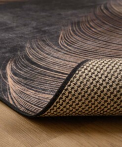 Modern vloerkleed wasbaar - Moderna zwart/goud - close up vouw, thumbnail