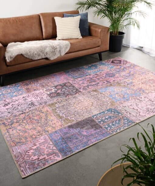 Patchwork vloerkleed - Fade Dreamer paars - sfeer