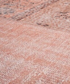 Patchwork vloerkleed - Fade Heritage beige/terracotta - close up materiaal, thumbnail