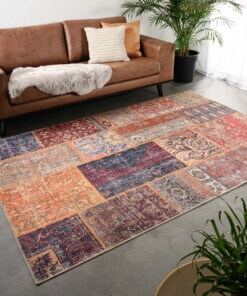 Patchwork vloerkleed - Fade Heritage blauw/multi - sfeer