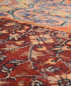 Patchwork vloerkleed - Fade Heritage blauw/multi - close up materiaal, thumbnail