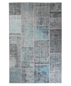 Patchwork vloerkleed - Fade Heritage grijs/turquoise - overzicht boven