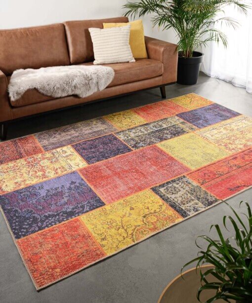 Patchwork vloerkleed - Fade Heritage rood/multi - sfeer