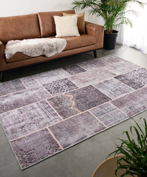 Patchwork vloerkleed - Fade Heritage taupe - sfeer