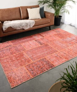 Patchwork vloerkleed - Fade Heritage terracotta - sfeer