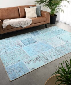 Patchwork vloerkleed - Fade Heritage turquoise - sfeer