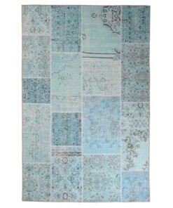 Patchwork vloerkleed - Fade Heritage turquoise - overzicht boven