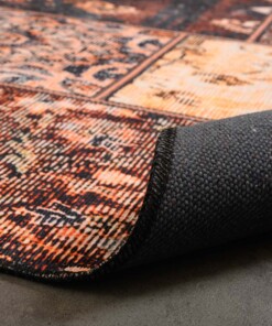 Patchwork vloerkleed - Fade No.1 goud/bruin - close up vouw, thumbnail