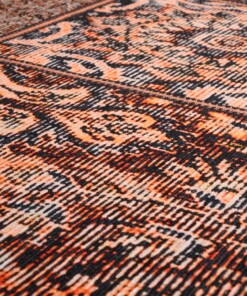 Patchwork vloerkleed - Fade No.1 goud/bruin - close up materiaal, thumbnail