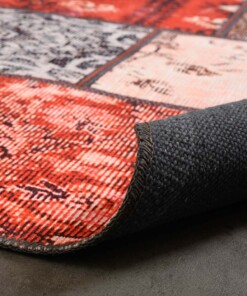 Patchwork vloerkleed - Fade No.1 rood/multi - close up vouw, thumbnail