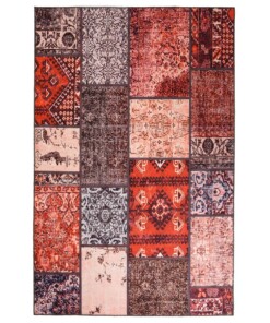 Patchwork vloerkleed - Fade No.1 rood/multi - overzicht boven