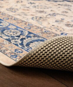 Perzisch tapijt wasbaar - Moderna blauw - close up vouw, thumbnail