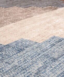 Retro vloerkleed wasbaar - Moderna blauw - close up materiaal, thumbnail