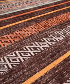 Retro vloerkleed wasbaar - Moderna bruin/multi - close up materiaal, thumbnail
