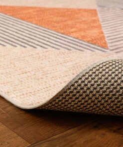 Retro vloerkleed wasbaar - Moderna geel/blauw - close up vouw, thumbnail Retro vloerkleed wasbaar - Moderna geel/blauw - close up vouw, thumbnail