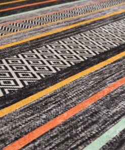 Retro vloerkleed wasbaar - Moderna grijs/multi - close up materiaal, thumbnail Retro vloerkleed wasbaar - Moderna grijs/multi - close up materiaal, thumbnail