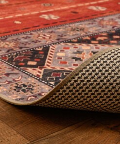 Retro vloerkleed wasbaar - Moderna terracotta - close up vouw, thumbnail Retro vloerkleed wasbaar - Moderna terracotta - close up vouw, thumbnail