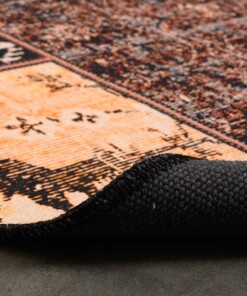 Rond patchwork vloerkleed - Fade No.1 goud/bruin - close up vouw, thumbnail