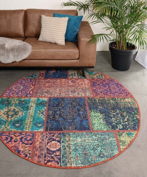 Rond patchwork vloerkleed - Fade No.1 multi - sfeer