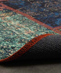 Rond patchwork vloerkleed - Fade No.1 multi - close up vouw, thumbnail