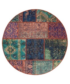 Rond patchwork vloerkleed - Fade No.1 multi - overzicht boven