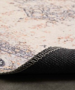 Rond vintage vloerkleed - Fade No.2 grijs - close up vouw, thumbnail