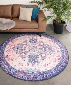 Rond vintage vloerkleed - Fade No.2 multi - sfeer