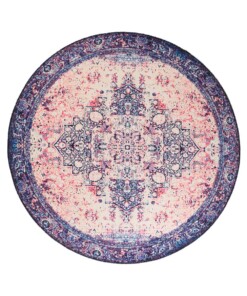 Rond vintage vloerkleed - Fade No.2 multi - overzicht boven