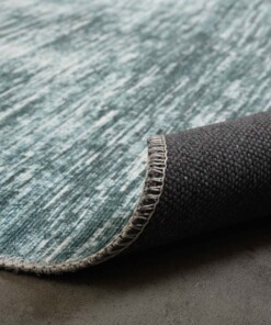 Vintage vloerkleed - Fade Blend turquoise - close up vouw, thumbnail