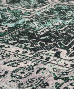 Vintage vloerkleed - Fade No.3 groen - close up materiaal, thumbnail Vintage vloerkleed - Fade No.3 groen - close up materiaal, thumbnail