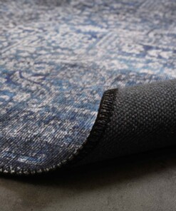 Vintage vloerkleed - Fade Stellar blauw/zilver - close up vouw, thumbnail