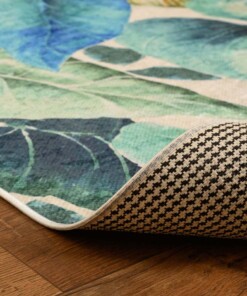 Vloerkleed jungle wasbaar - Moderna groen/blauw - close up vouw, thumbnail